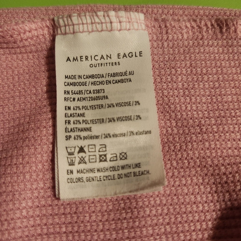 American Eagle Outfitters Soft Pink Ribbed Long Sleeve Tee - Picture 4 of 4